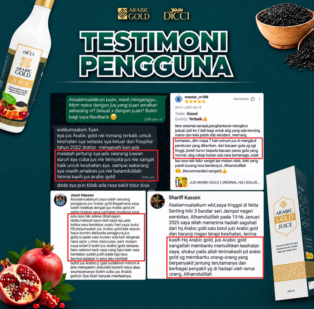 Testimoni pelanggan Jus Arabic Gold